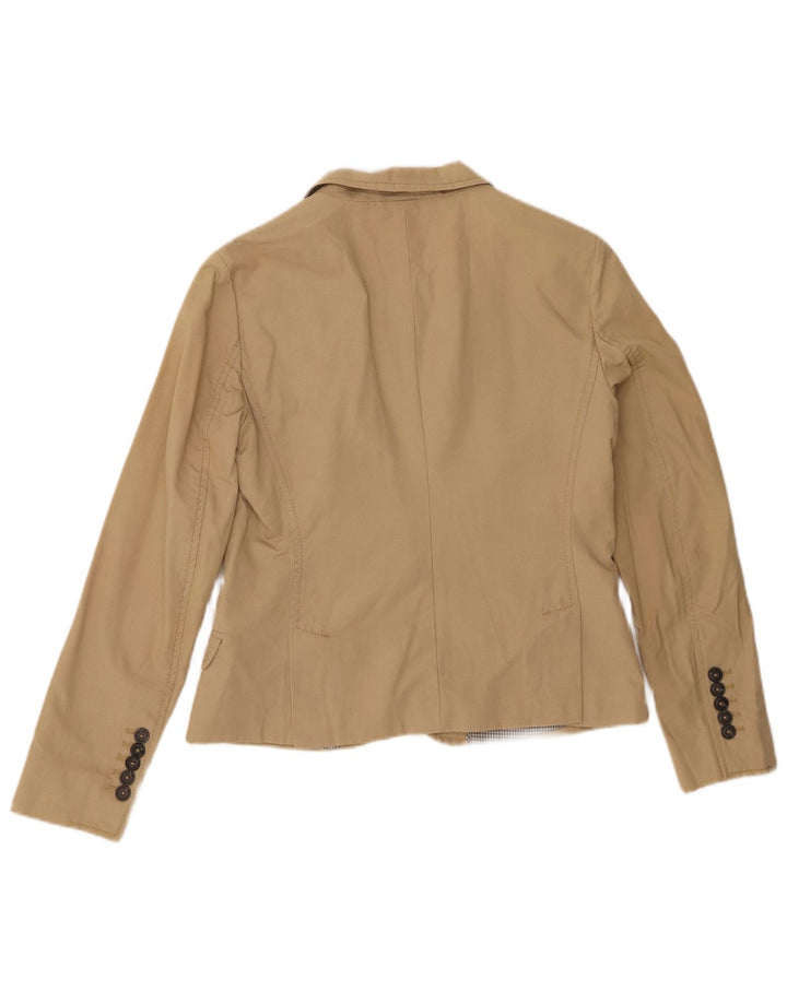 MASSIMO DUTTI Womens 1 Button Blazer Jacket EU 40 Medium Beige Cotton