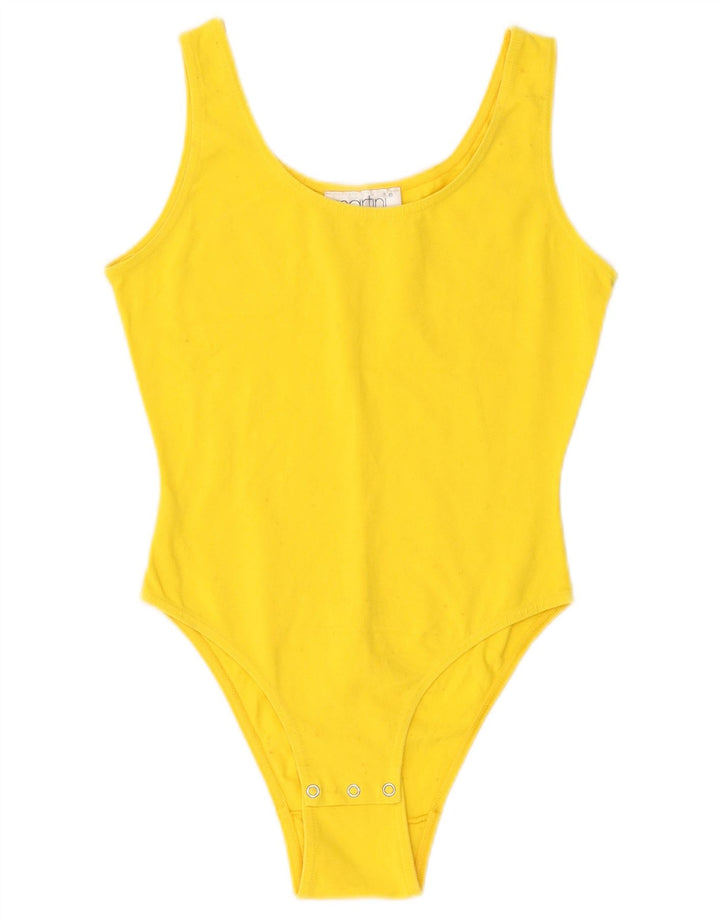 Vintage Womens Bodysuit UK 6 XS Yellow