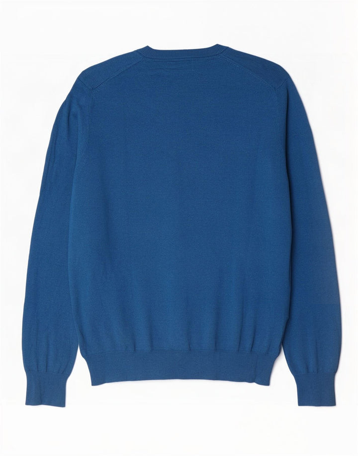 Marks & Spencer Mens V-Neck Jumper Sweater Large Blue Cotton