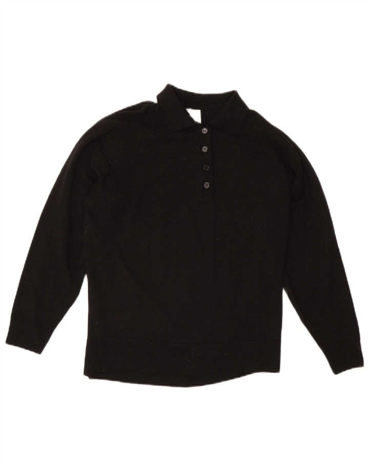 CZARINA Womens Polo Neck Jumper Sweater UK 16 Large Black Wool