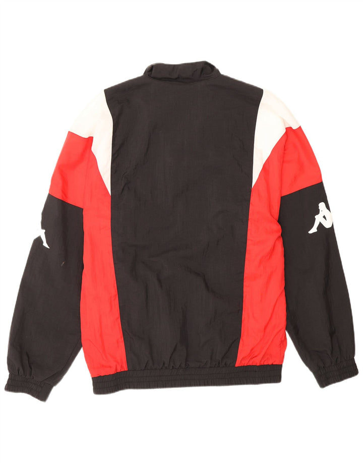 Kappa Mens Graphic Tracksuit Top Jacket Small Black Colourblock Polyamide