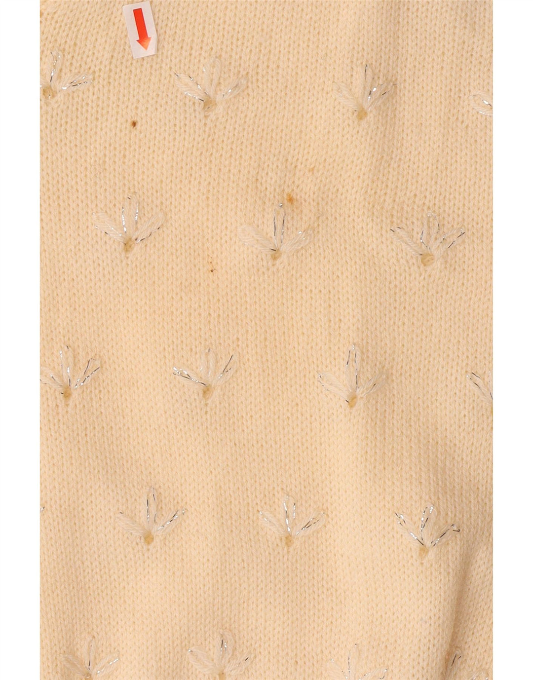 VINTAGE Womens V-Neck Jumper Sweater UK 14 Medium Off White Floral