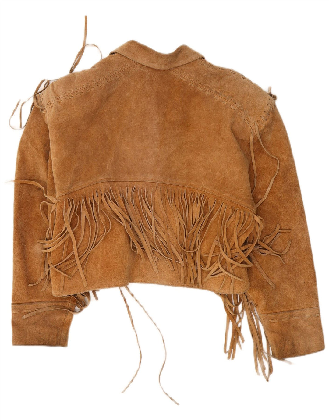 Vintage Womens Crop Suede Jacket UK 20 2XL Brown Western