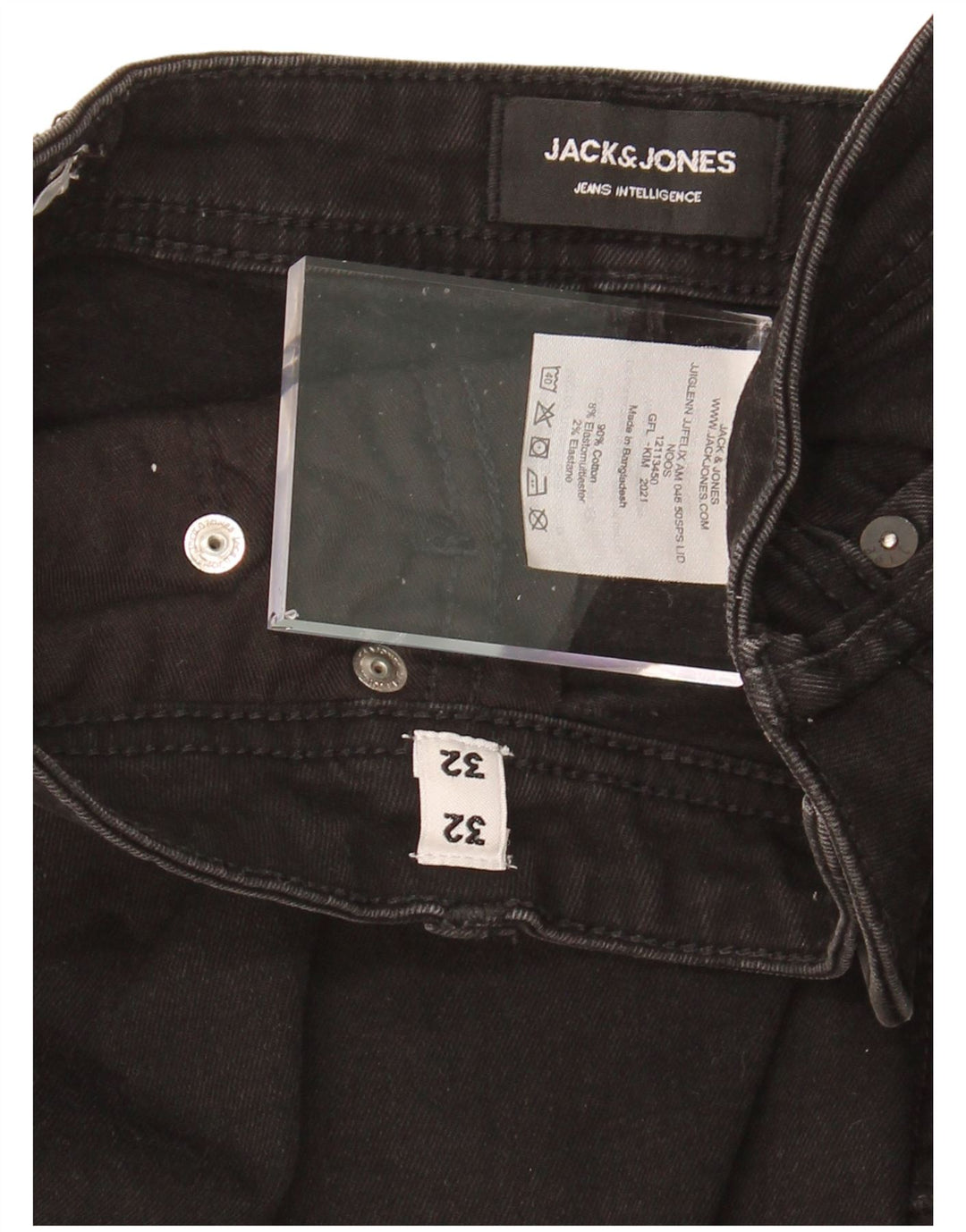 JACK & JONES Mens Slim Jeans W32 L32 Black Cotton