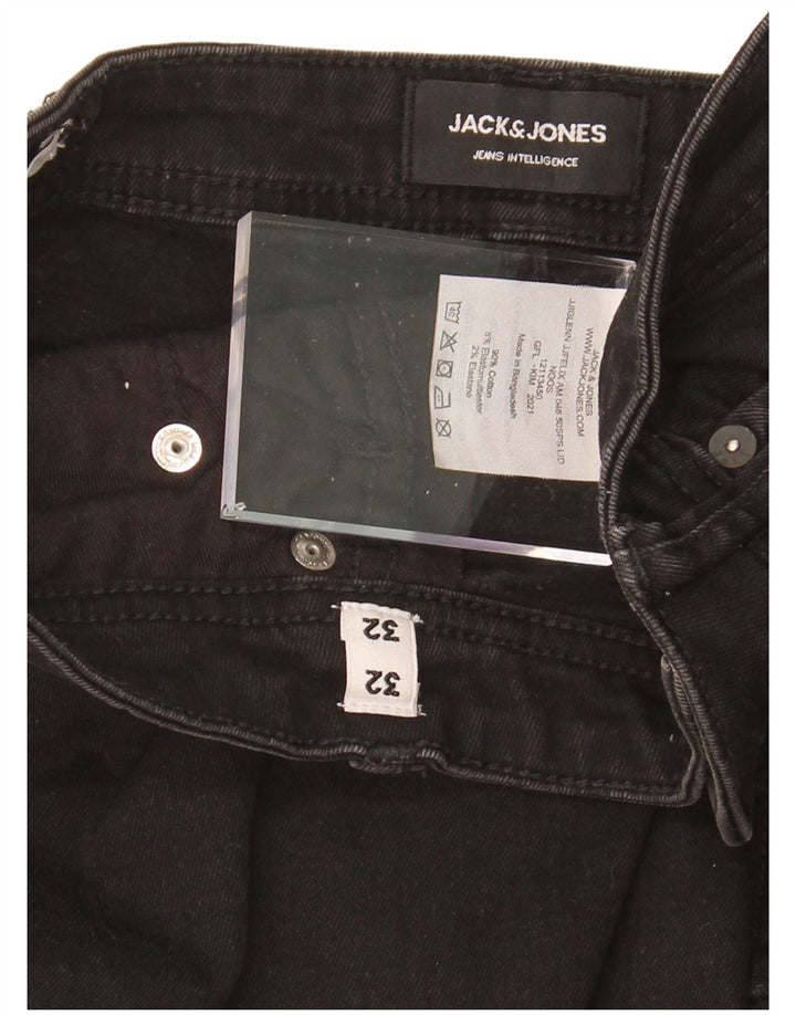 JACK & JONES Mens Slim Jeans W32 L32 Black Cotton