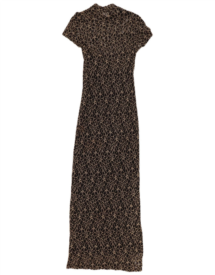 WALLIS Womens Petite Lace Maxi Dress UK 8 Small Black Floral Viscose