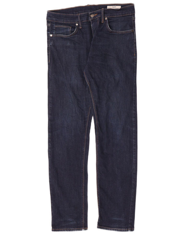 Marks & Spencer Mens Slim Jeans W32 L31 Navy Blue Cotton