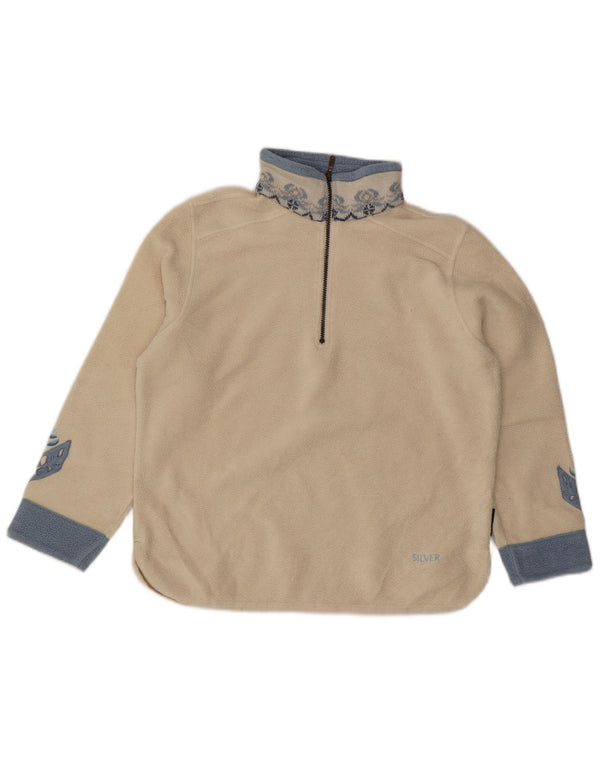 POLARTEC Womens Zip Neck Fleece Jumper UK 16 Large White Polyester