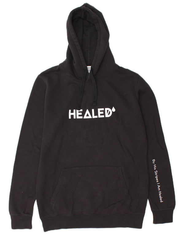 RUSSELL ATHLETIC Boys Graphic Hoodie Jumper 15-16 Years XL Black Cotton