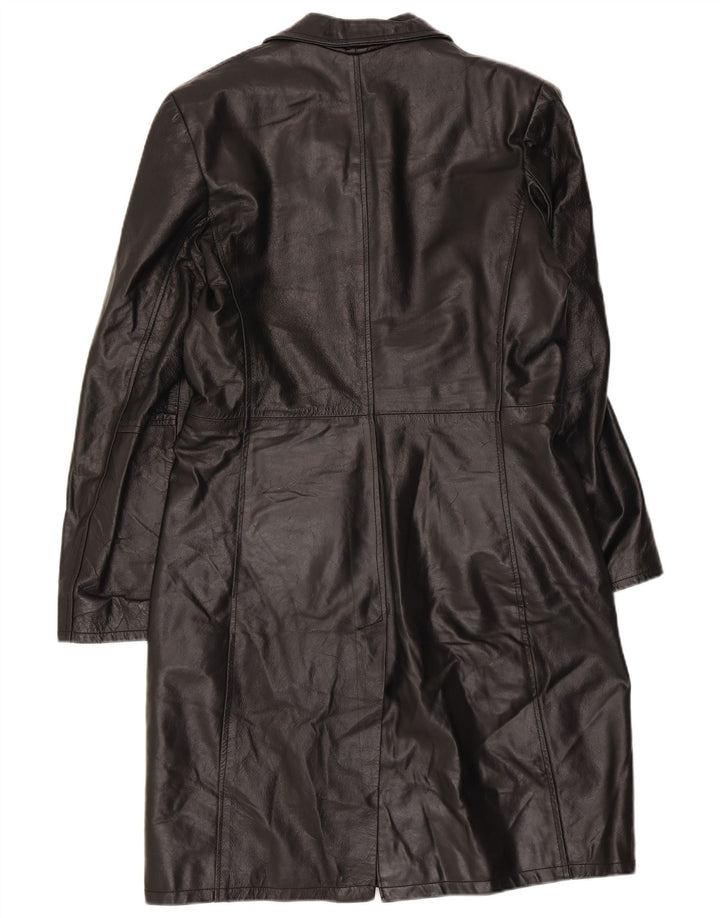 Vintage Womens Leather Coat UK 18 XL Black Leather