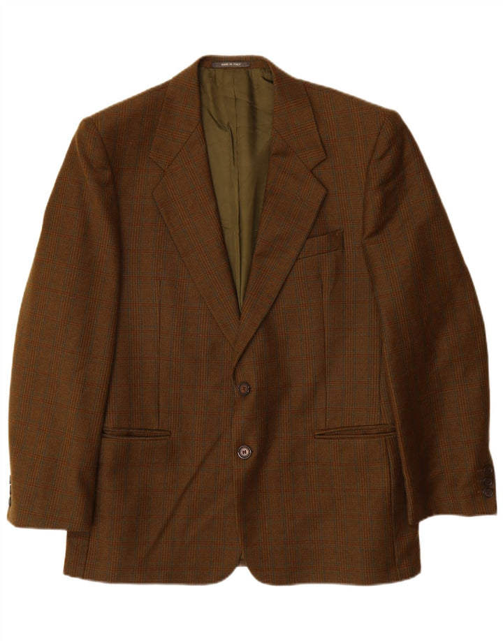 VINTAGE Mens 2 Button Blazer Jacket UK 38 Medium Brown Houndstooth