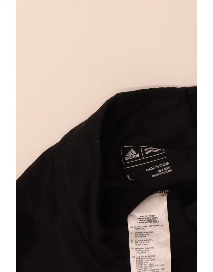 Adidas Mens Zip Neck Pullover Tracksuit Top Large Black Polyester