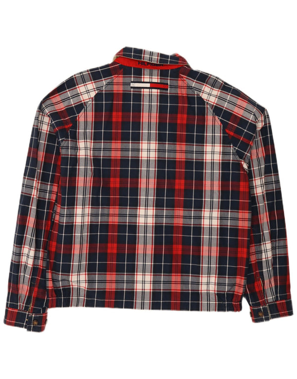 TOMMY HILFIGER Mens Reversible Jacket UK 38 Medium Navy Blue Check Nylon