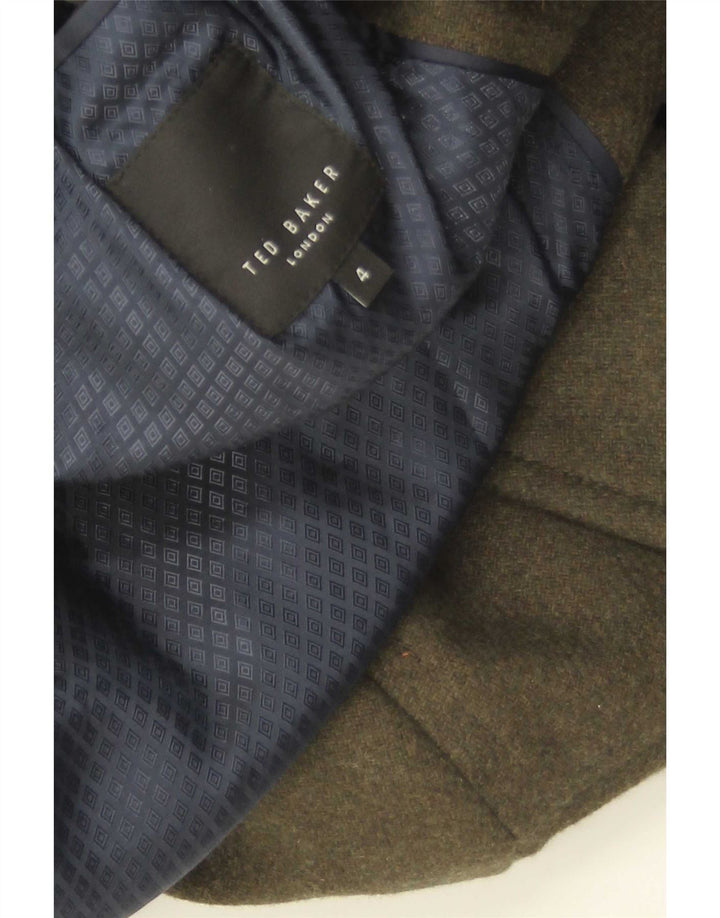 Ted Baker Mens Pea Coat Size 4 Large Khaki Wool