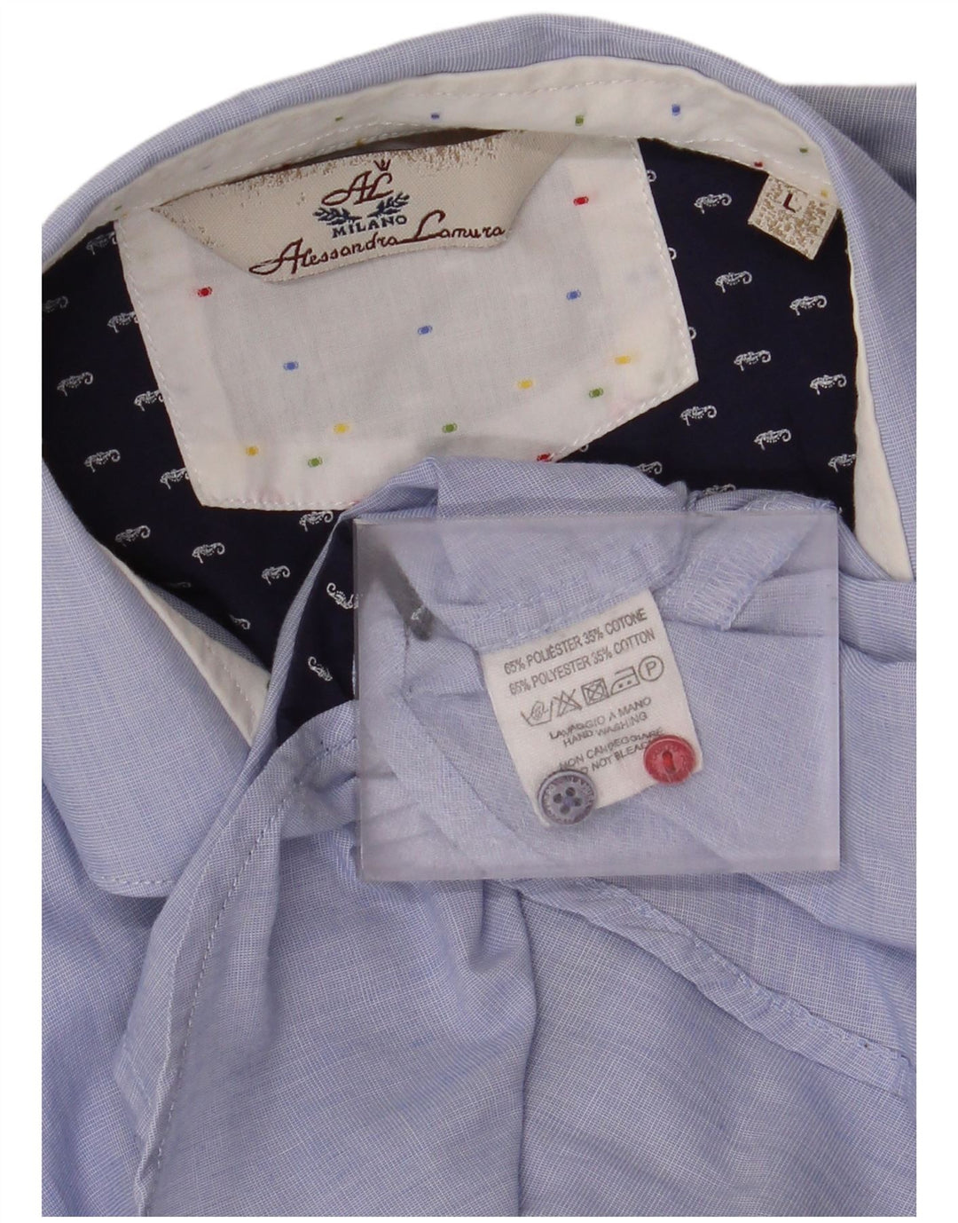 Alessandra Lamura Mens Shirt Large Blue Polyester