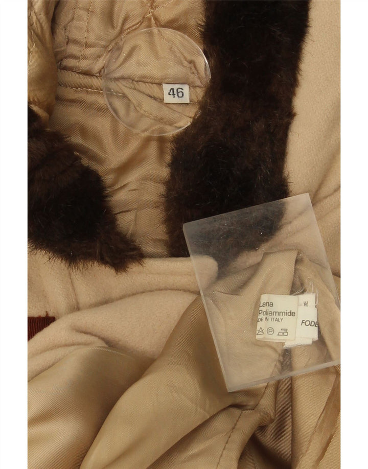 VINTAGE Womens Hooded Duffle Coat IT 46 Large Beige Wool Vintage Vintage and Second-Hand Vintage from Messina Hembry 