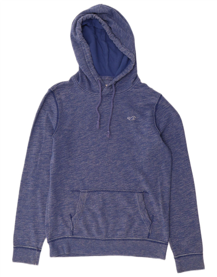 HOLLISTER Mens Hoodie Jumper Small Blue Flecked Cotton