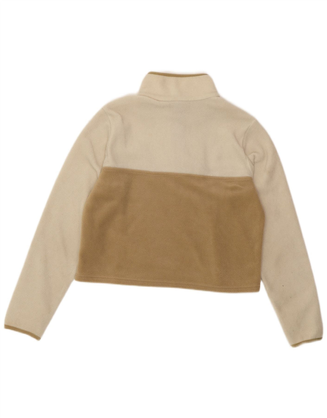 COLUMBIA Womens Crop Fleece Jumper UK 14 Medium White Colourblock