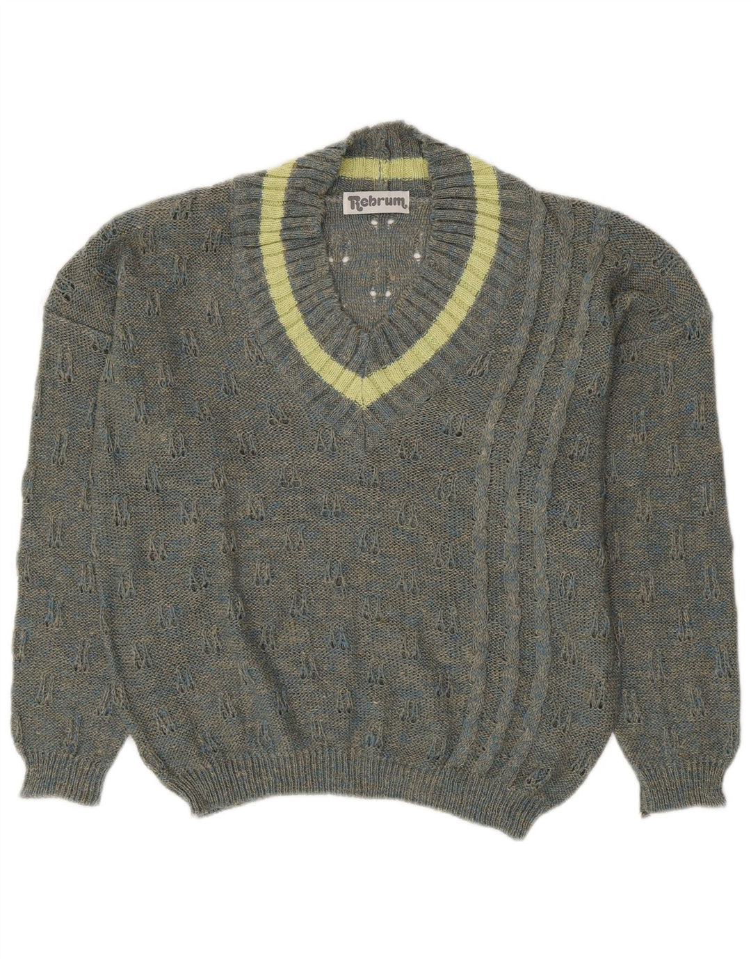 VINTAGE Womens V-Neck Jumper Sweater UK 18 XL Grey