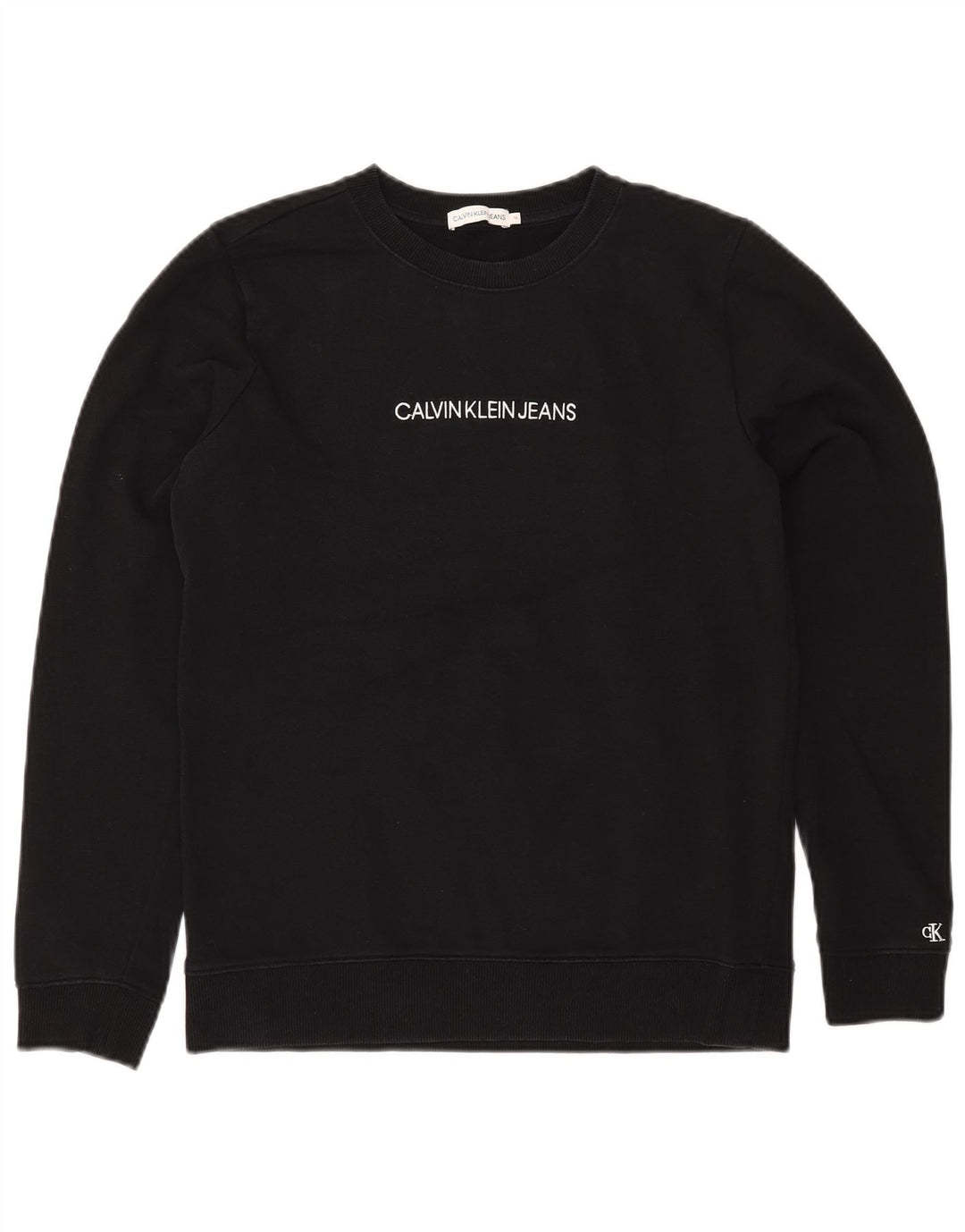 CALVIN KLEIN Boys Graphic Sweatshirt Jumper 15-16 Years Black Cotton
