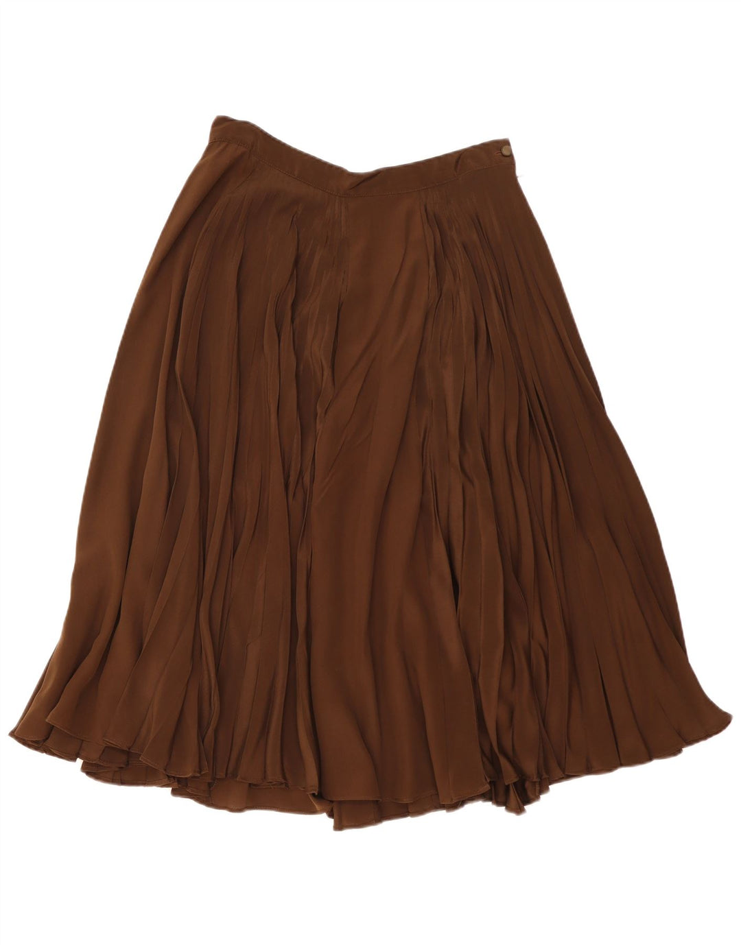 Pancaldi & B Womens Pleated Skirt W32 Large Brown Silk