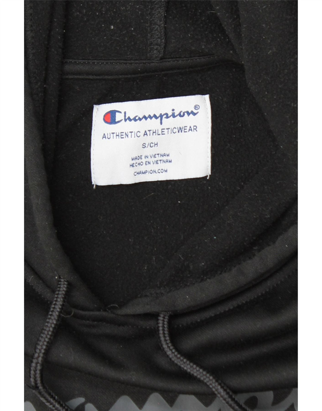 CHAMPION Mens Graphic Hoodie Jumper Small Black Colourblock Polyester