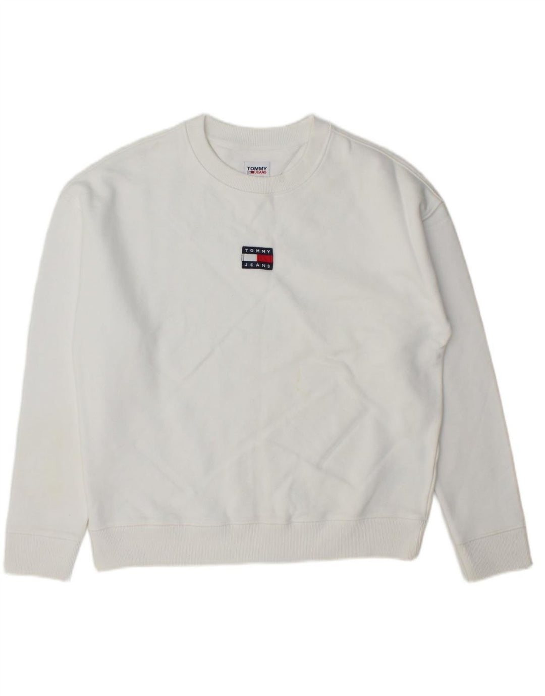 TOMMY HILFIGER Womens Oversized Sweatshirt Jumper UK 14 Medium White