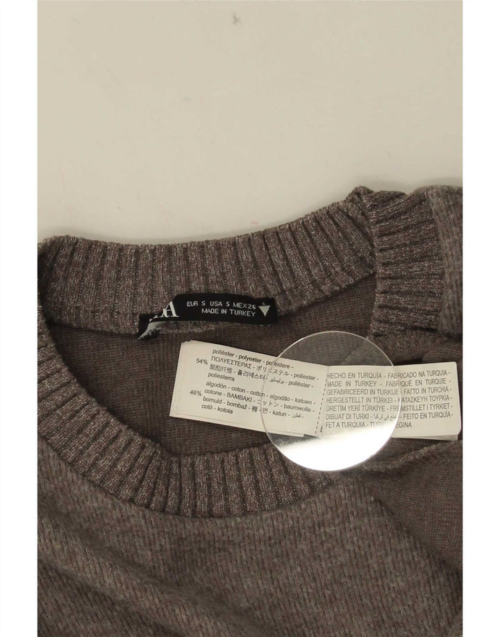 Zara Womens Oversized Crew Neck Jumper Sweater UK 10 Small Grey Polyester