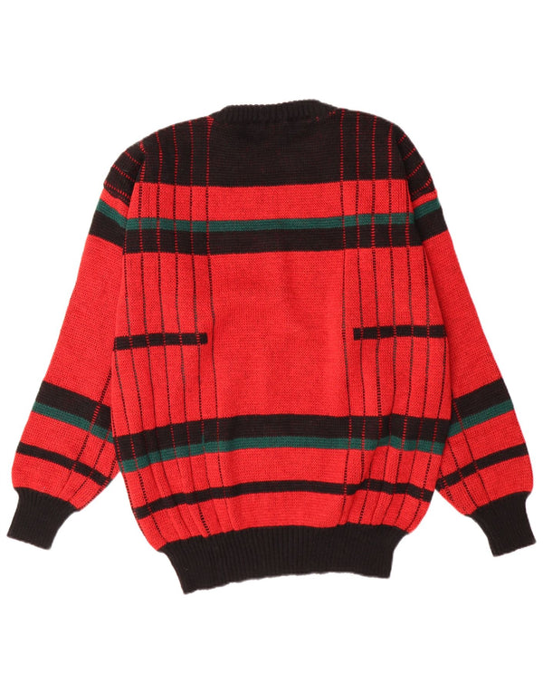 Rodes Mens Crew Neck Jumper Sweater Medium Red Geometric