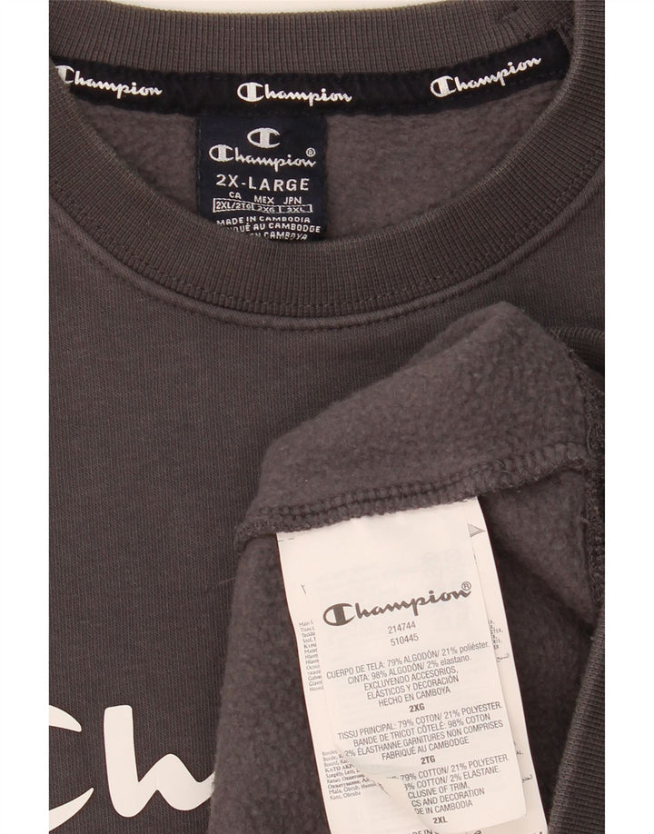 CHAMPION Mens Graphic Sweatshirt Jumper 2XL Grey Cotton
