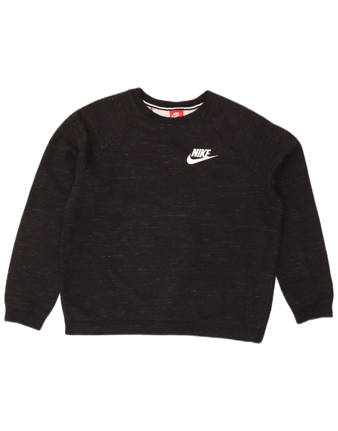 Nike Womens Sweatshirt Jumper UK 16 Large Black Flecked Cotton