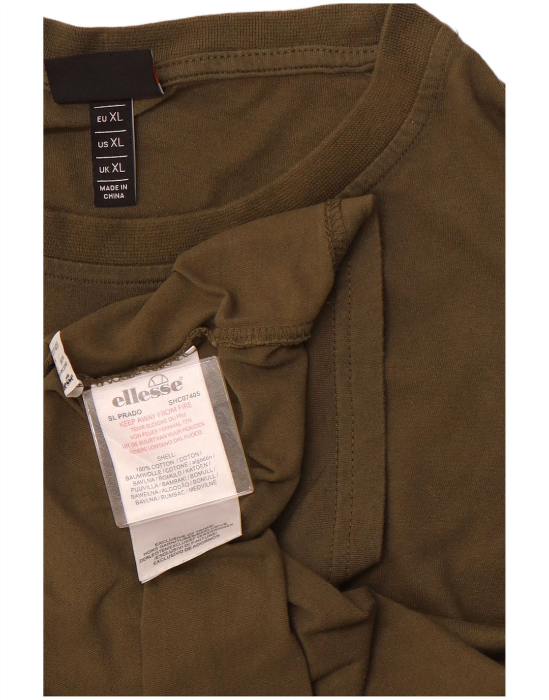 ELLESSE Mens Graphic T-Shirt Top XL Khaki Cotton