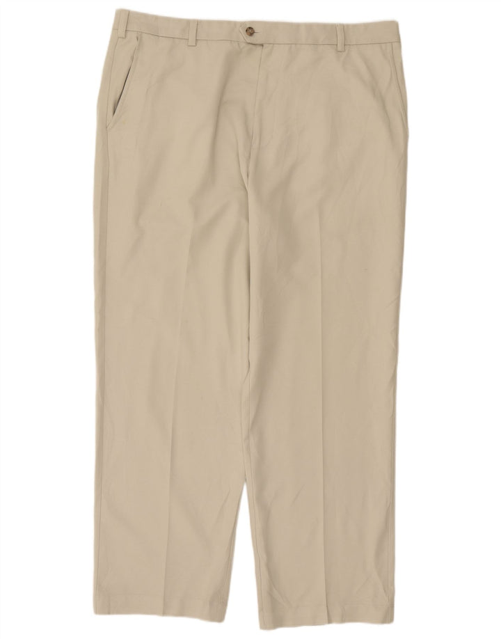 Izod Mens Straight Chino Trousers W36 L32 Off White Polyester