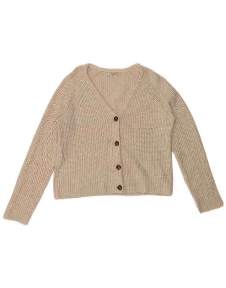 FAT FACE Womens Crop Oversized Cardigan Sweater UK 10 Small  White Nylon