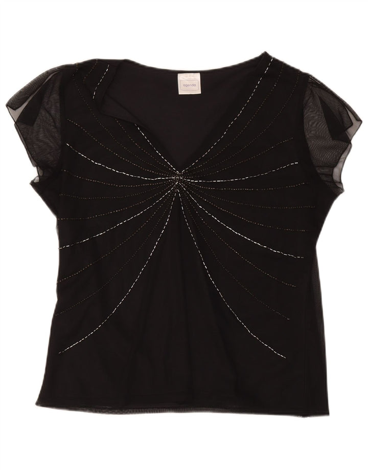 Agenda Womens Blouse Top UK 16 Large Black Polyester