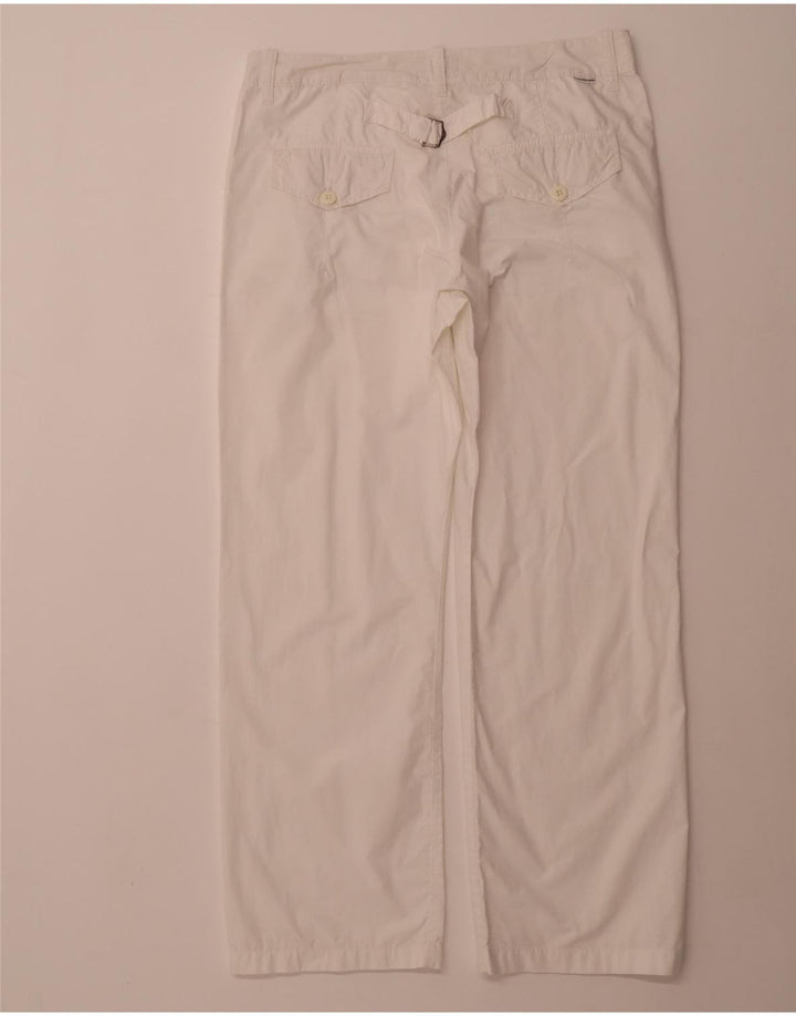 CALVIN KLEIN Womens Straight Casual Trousers W34 L30 White Cotton