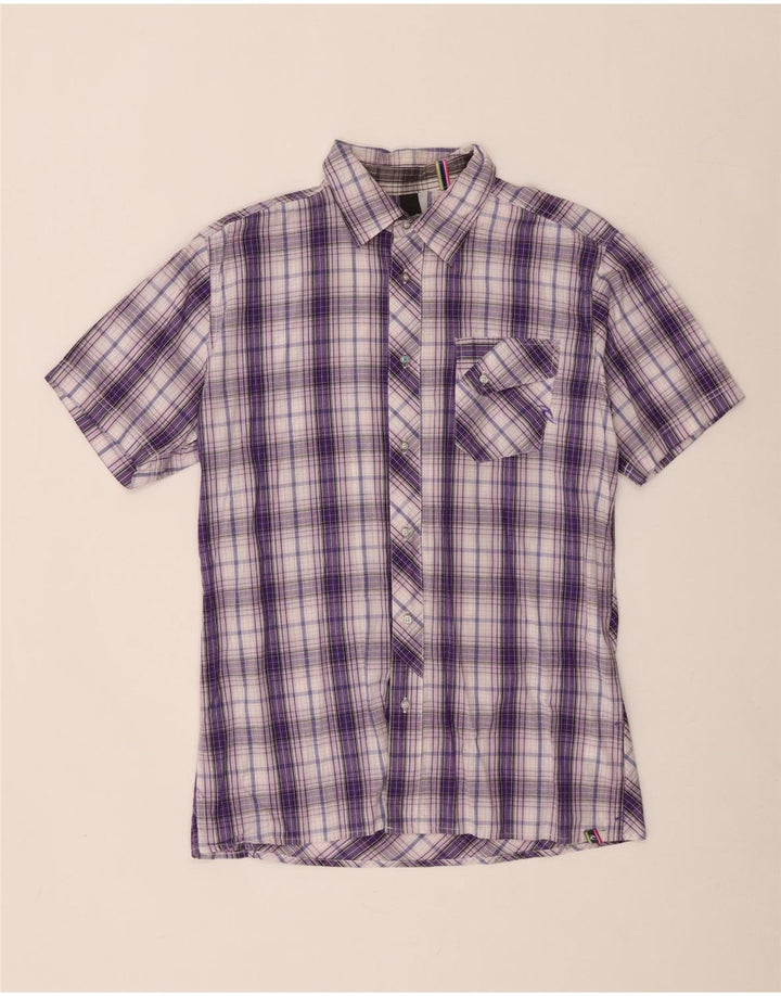 Rip Curl Mens Short Sleeve Shirt Medium Purple Check Cotton