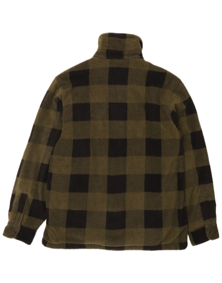 Parkside Mens Fleece Jacket UK 40 Large Khaki Gingham Polyester