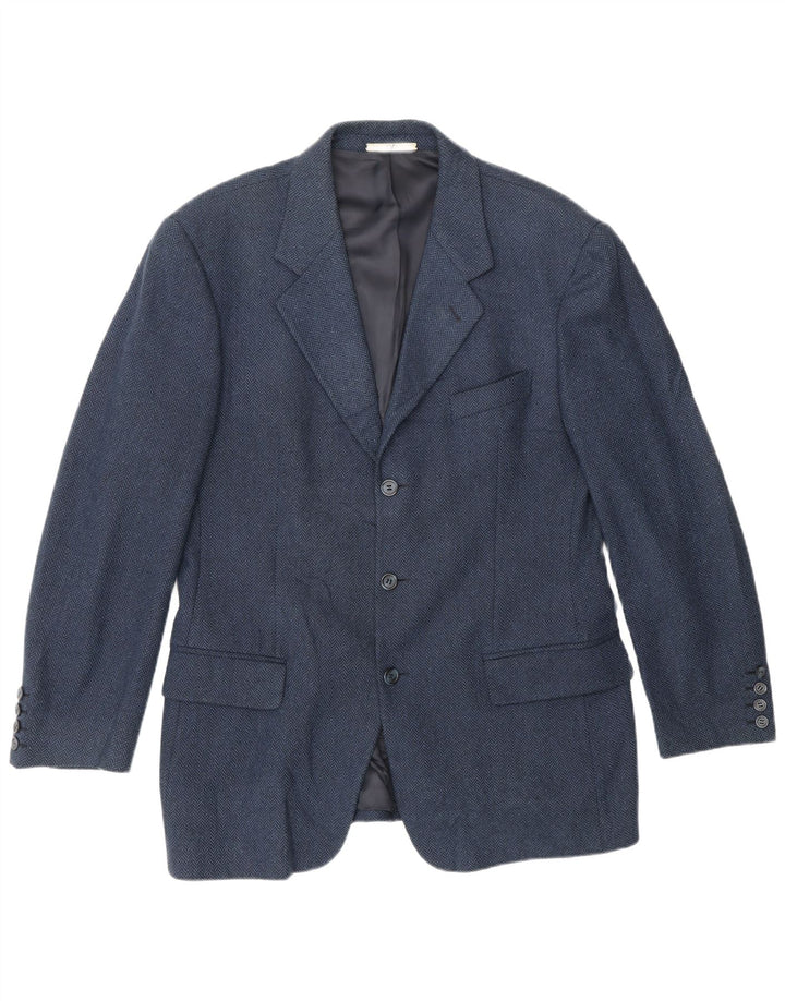 Valentino Mens 3 Button Blazer Jacket UK 38 Medium Navy Blue Herringbone