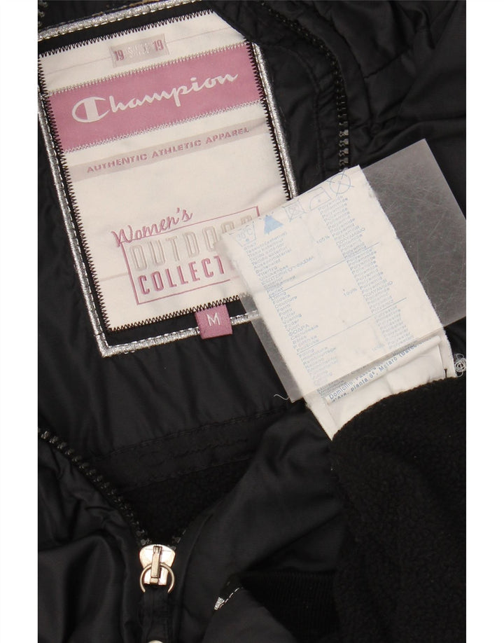 CHAMPION Womens Bomber Jacket UK 14 Medium Black Polyamide