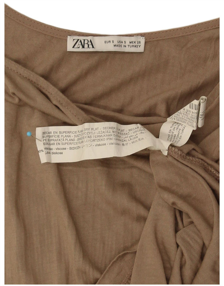 Zara Womens Vest Top UK 10 Small Khaki Viscose