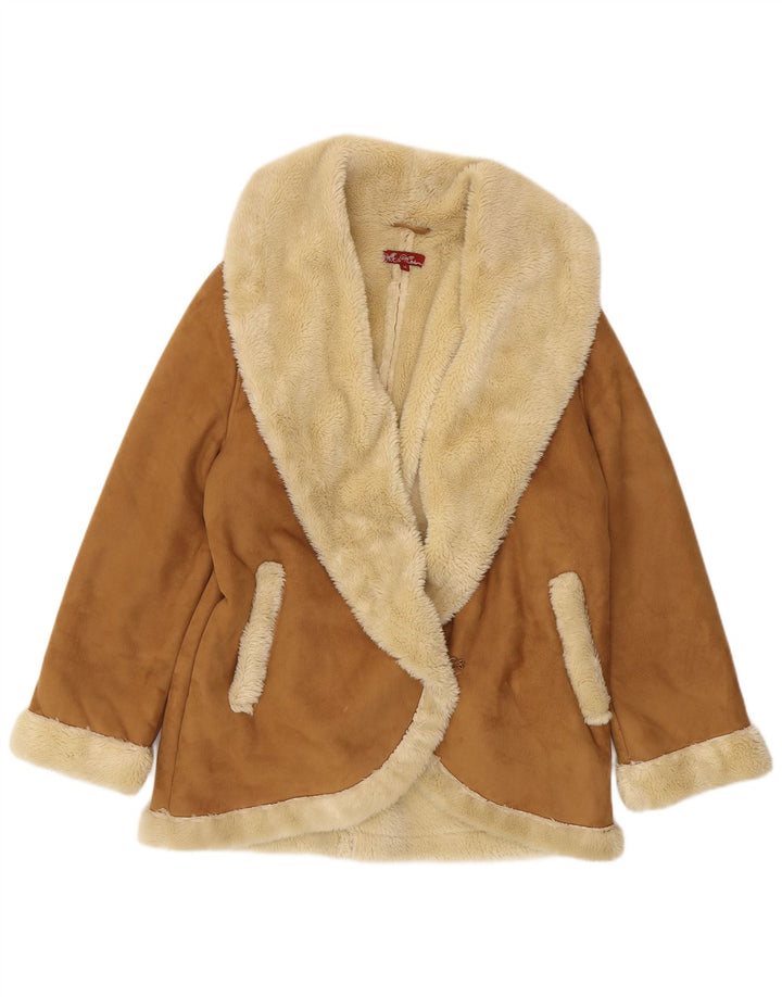 Wit & Wisdom Womens Oversized Sherpa Overcoat UK 14 Large  Brown Polyester