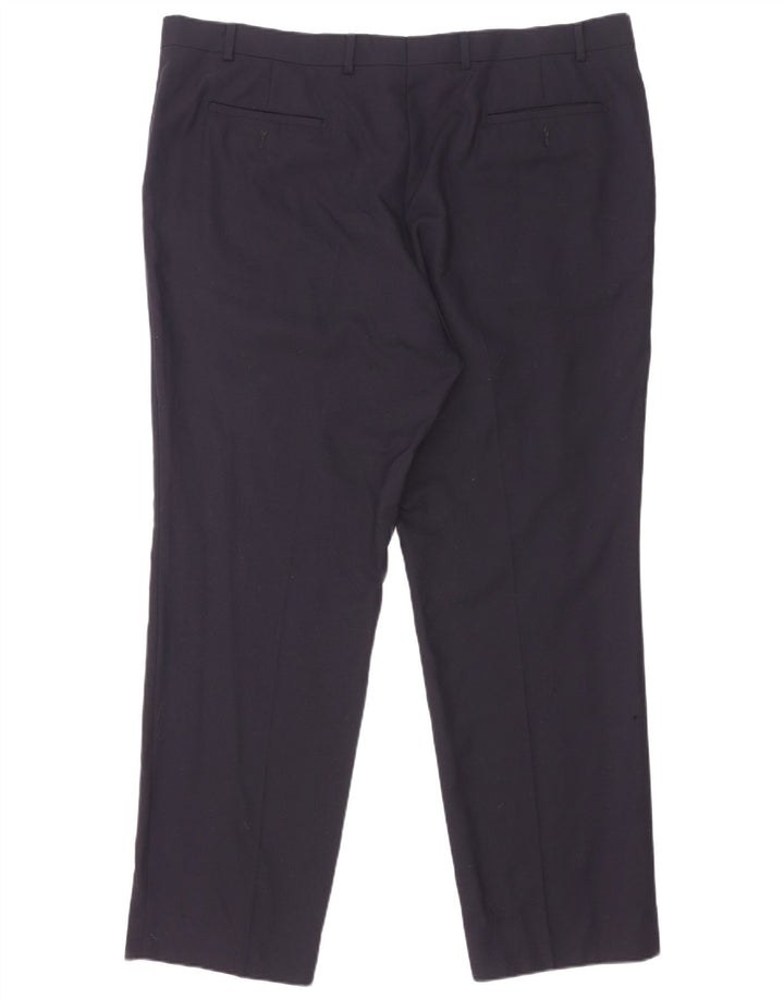 Marks & Spencer Mens Regular Fit Suit Trousers W42 L31 Navy Blue Wool