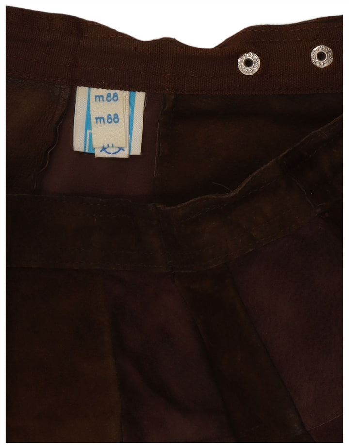 VINTAGE Womens Suede Mini Skirt W26 Small  Brown Leather