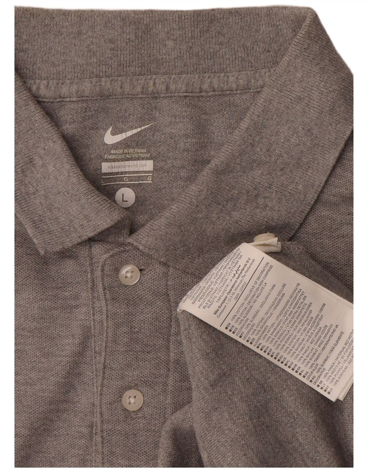 NIKE Mens Polo Shirt Large Grey Cotton