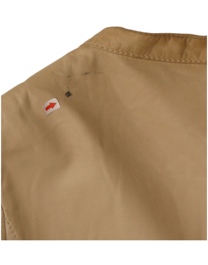 Valentino Womens Crop Leather Jacket IT 40 Small Beige Leather