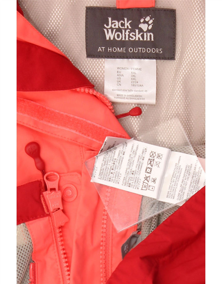 JACK WOLFSKIN Womens Hooded Rain Jacket UK 22/24 2XL Pink Colourblock