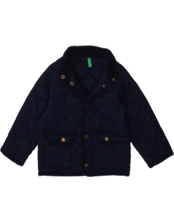 BENETTON Boys Quilted Jacket 2-3 Years Navy Blue Polyamide Vintage Benetton and Second-Hand Benetton from Messina Hembry 