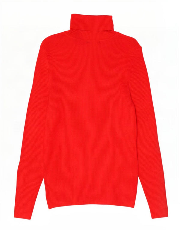 Marks & Spencer Womens Roll Neck Jumper Sweater UK 14 Medium Red Viscose