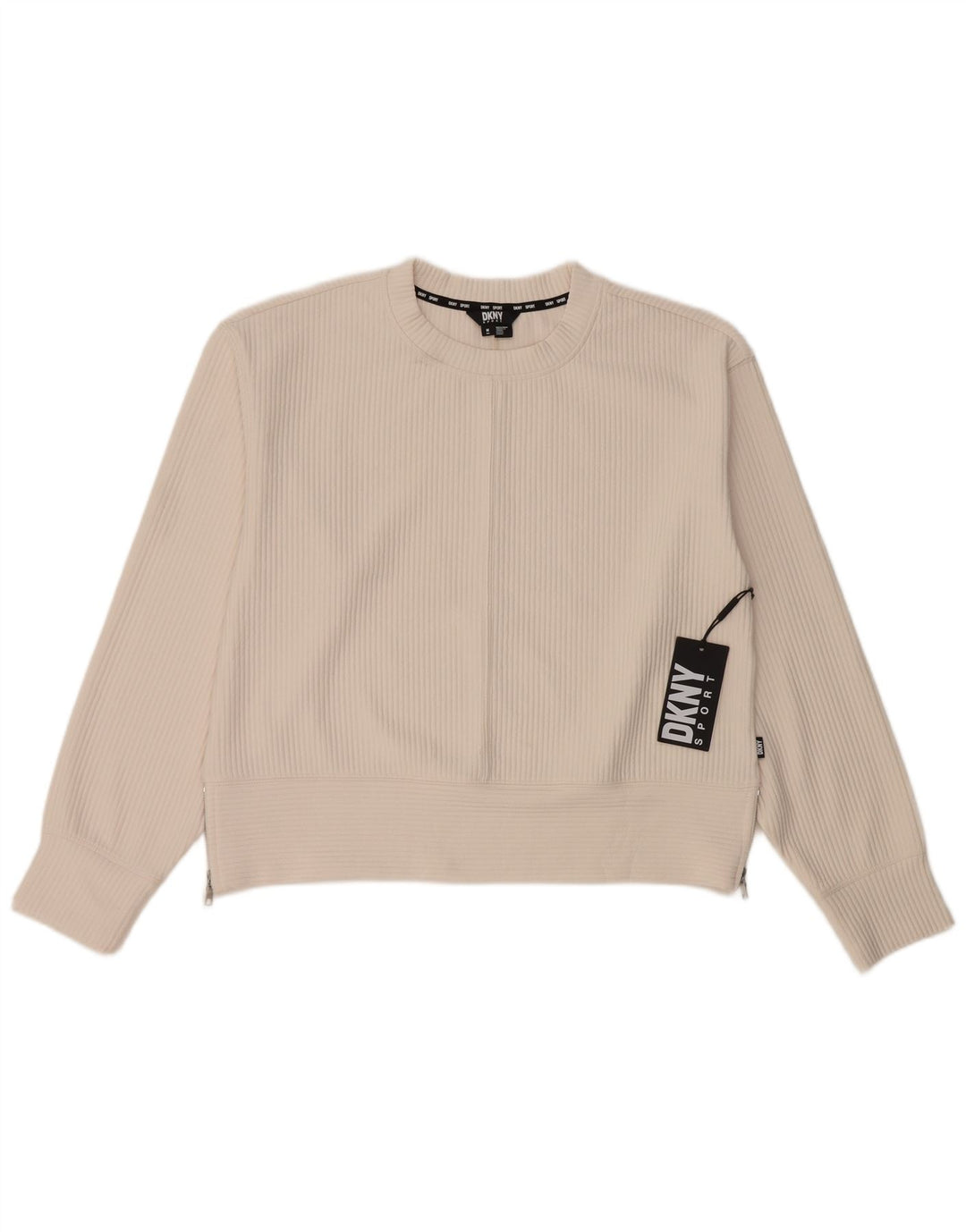 Dkny Womens Sweatshirt Jumper UK 14 Medium Off White Polyester